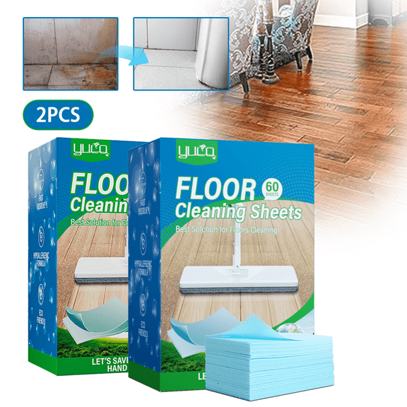 Floor Cleaning Sheets, Floor Cleaner, Floor Cleaner For Mopping, Hardwood Floor Cleaner, Fast Dissolve, All-Floor Compatible For Multi-Surface Use, Bathroom, Kitchen, Floors, 2-Pack (60 Sheets/Box)