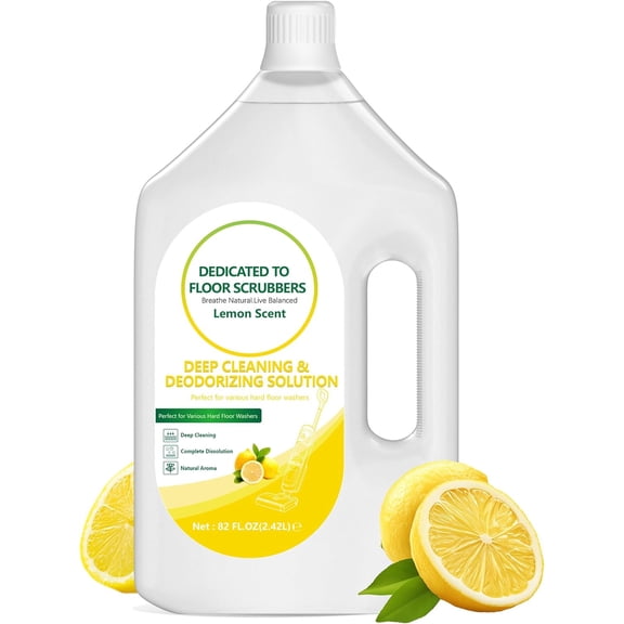 Floor Cleaning Solution - 82 liquid ounces Lemon Floor Cleaner - long-lasting, fresh scent - suitable for all cordless vacuum mops and robot vacuums with mopping function