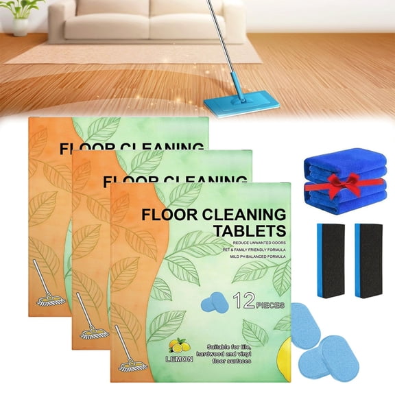 Floor Cleaning Solution Tablet, Effervescent Cleaning Tablets, Deep Cleans For Multiple Hard Floors, Cleaner Lemon Scent