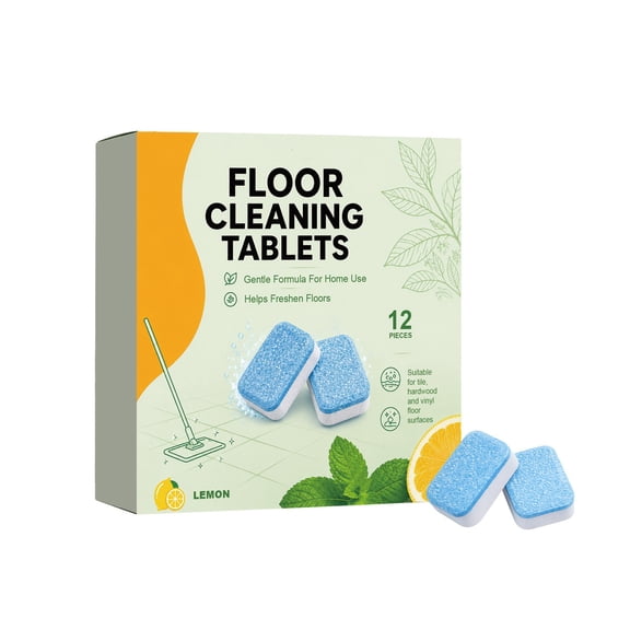 Floor Cleaning Solution Tablets, 12 Count, Lemon Scent, for Mopping Robot Vacuums and Cordless Wet/Dry Vacuum Mop Cleaners, for Sealed Hard Floors