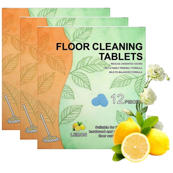 Floor Cleaning Solution Tablets – Deep Clean for Tile, Vinyl & Multiple Hard Floors, Compatible with Robot Vacuums & Wet/Dry Mop Cleaners, Lemon Scent(36 piece)