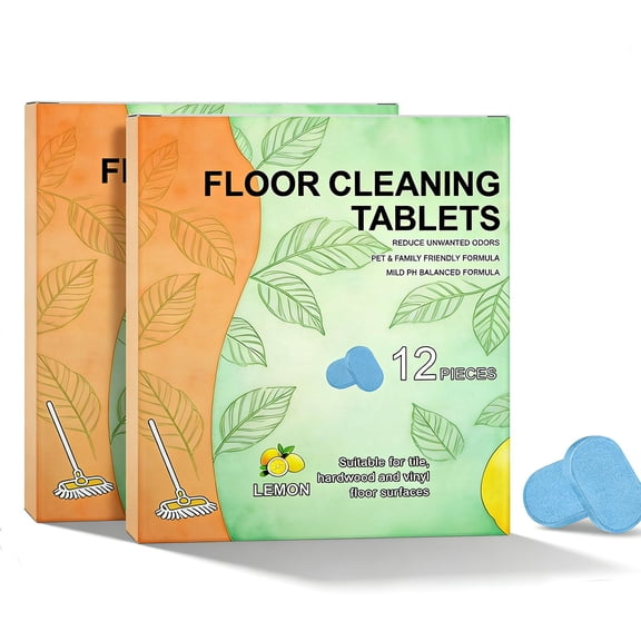 Floor Cleaning Tablets | 12PCS Multi-Surface Dissolvable Cleaning Solution for Robot Vacuums & Mops, Hard Floor Cleaner for Tile, Vinyl, Wood, Marble – Lemon Scent