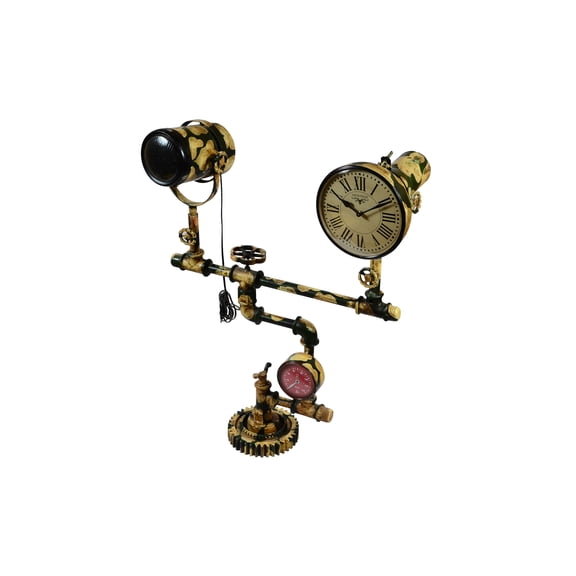 Floor Clock and Lamp made from Iron Water Pump