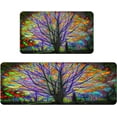 thumbnail image 1 of Floor Comfort Mats 2 Pieces Kitchen Rugs PVC Leather Waterproof Long Runner Rug Purple Home Office Non Slip Standing Mat Set Anti Fatigue Doormat 17" W x 29" L + 17" W x 47" L - Glorious Tree, 1 of 6
