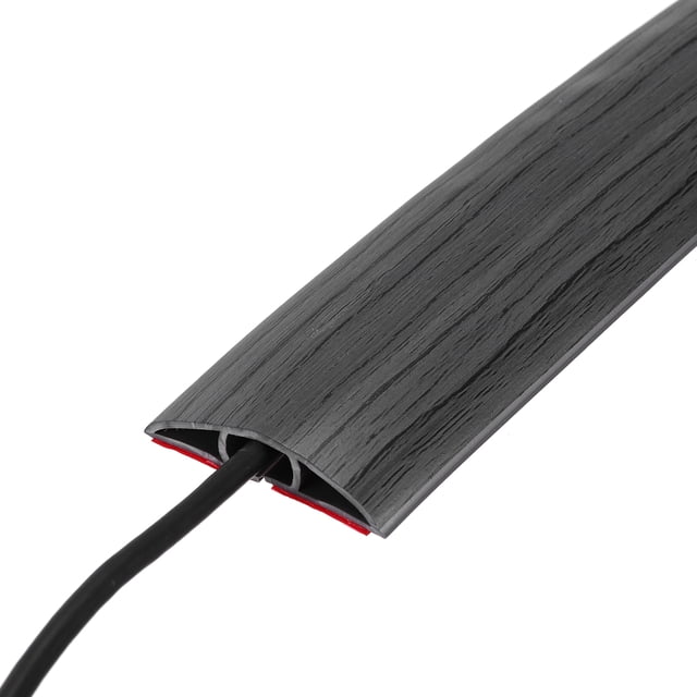 Uxcell Floor Cord Cover 4ft Extension Cord Hider for Floor Cable Management Wire Covers Protector 0.47" W x 0.24" H Black Wood