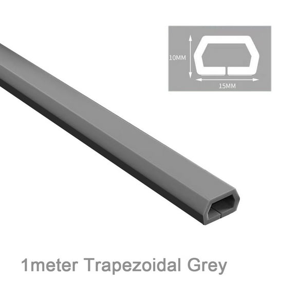 Floor Cord Cover for Wires – PVC Cable Management Trough, 10 x 15 mm Low-Profile Tripping Hazard Prevention Wire Hider, 1-Meter Length, White or gray(Trapezoidal Gray)