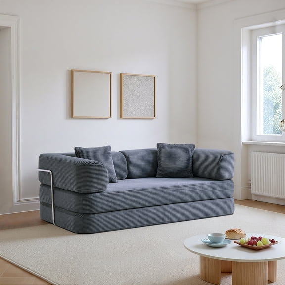 Floor Couch Compressed Sofa, Convertible Floor Sofa Bed with Convertible Blanket Pillow, Enhanced Frame Stability, Comfy Lounge Sleeper Bed for Living Room Bedroom