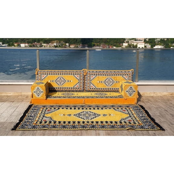Floor Cushions Sofa, Arabic Majlis Seating Set, Yellow Modular Sofa, Turkish Sofa Set, Sleeper Sofa Bed, Arabic Floor Seating, Full Size Futon, Couch Bed
