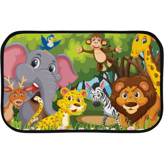Floor Door Mats Bath Rugs Animals in Jungle , Entry Rug Non-Slip Washable Indoor Door Mat, Small Oriental Accent Throw Rug for Bedroom Kitchen Entryway Bathroom 36x24in Carpet Runner