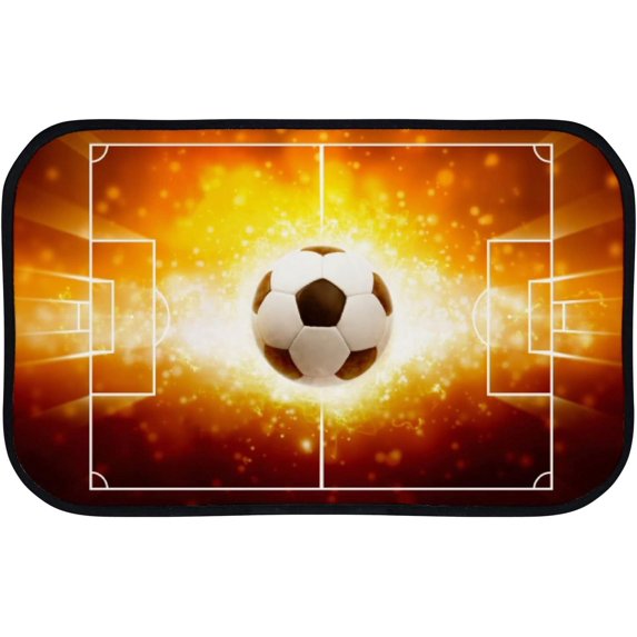 Floor Door Mats Bath Rugs Burning Soccer Ball , Entry Rug Non-Slip Washable Indoor Door Mat, Small Oriental Accent Throw Rug for Bedroom Kitchen Entryway Bathroom 31x20in Carpet Runner