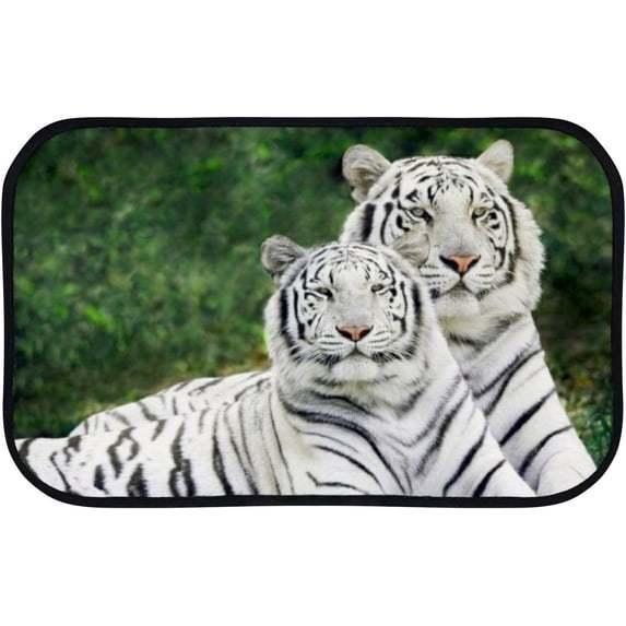 Floor Door Mats Bath Rugs White Tigers in Forest Bathroom Carpet Non-Slip Absorbent for Entryway Indoor 23.6x15.7in Carpet Runner