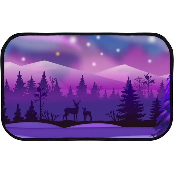 Floor Door Mats Bath Rugs Winter Pink and Violet Forest Bathroom Carpet Non-Slip Absorbent for Entryway Indoor 23.6x15.7in Carpet Runner