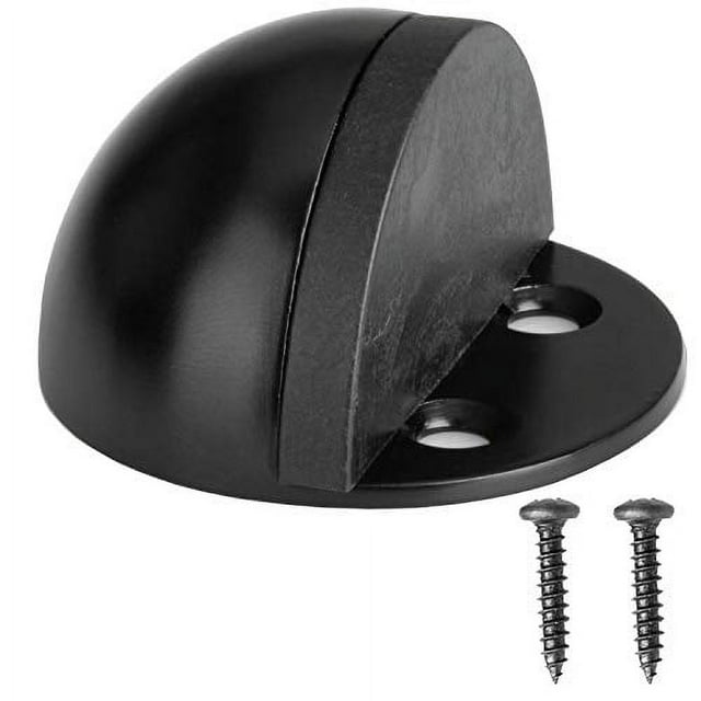 Floor Door Stop with Rubber Bumper 5 Pack, Black in Floor Mount Half