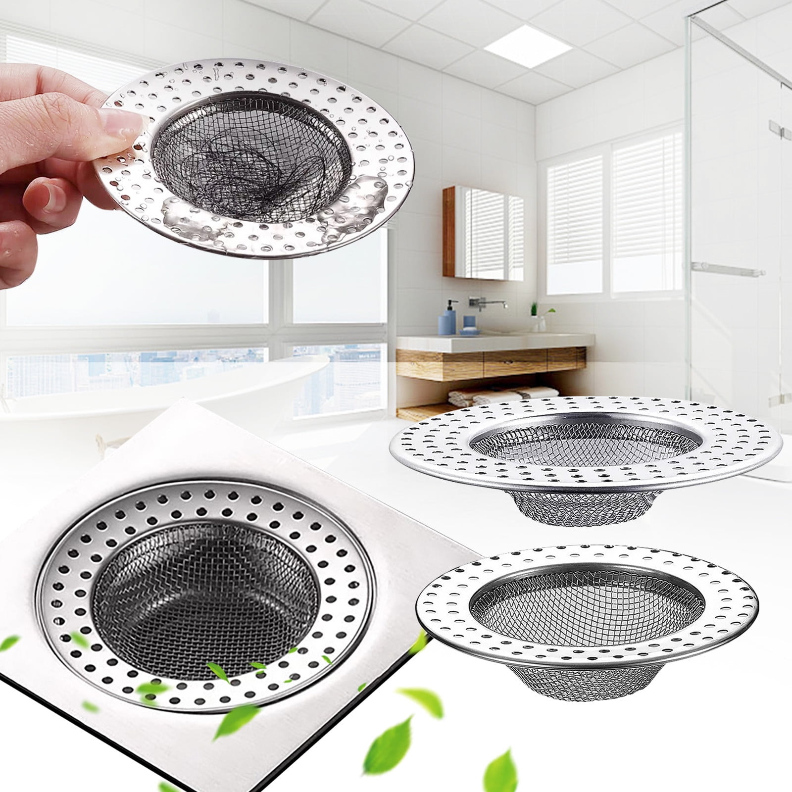 Floor Drain 9x9x2cm Stainless Steel Sink Drain Filter Screen Hair ...