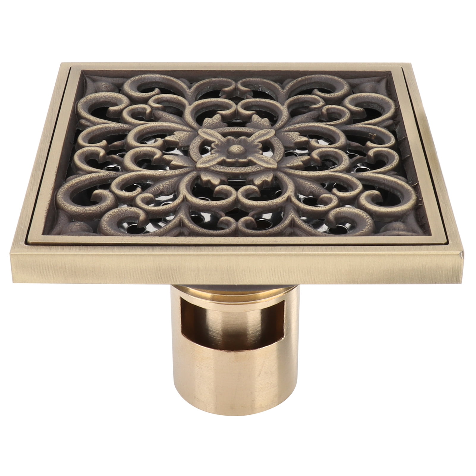 Square Shower Floor Drain - 3.9 Inch Antique Full Copper Drain Kit For Bathroom, Kitchen, Toilet, Bathtub