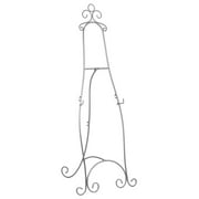 Floor Easel with Decorative Scroll Detailing, Height-Adjustable Hooks, 71.25 inches Tall, Metal - Silver (EAS5199SLV)