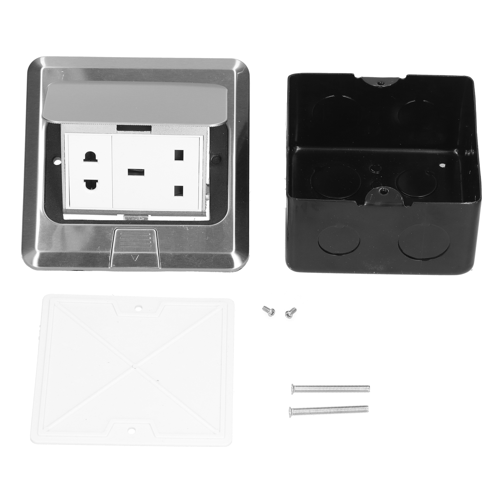 Floor Electrical Outlet Pop Up Stainless Steel UK Standard 2 Hole Power