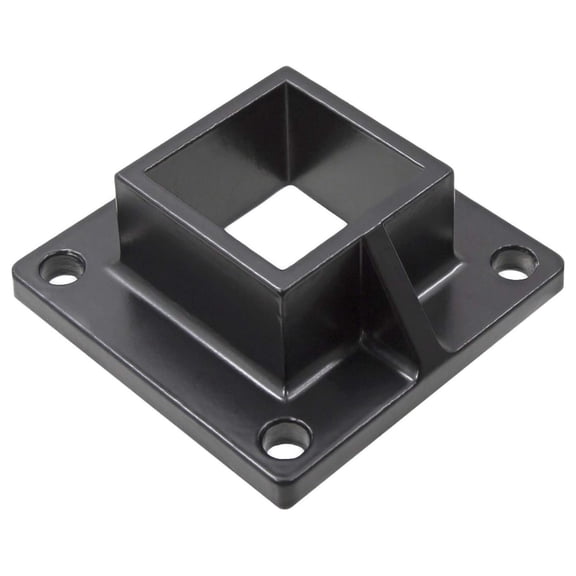 Floor Flange for 2" Square x 2" Square Aluminum Fence Posts - Deck Mount (Black)