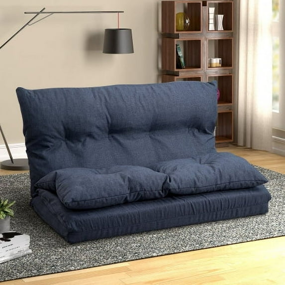 Floor Gaming Sofa Chair Fabric Folding Chaise Lounge, 28" L x 41"W x 23"H, Navy Blue