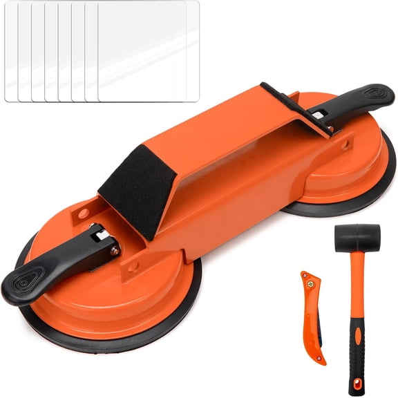 Floor Gap Fixer Tool for Floating Floors, Dual Suction Cup Flooring Repair Kit, Heavy Duty 45 Striking Surface with Hammer, Slot Cutter & 8 Sticky Pads,fix floor gaps
