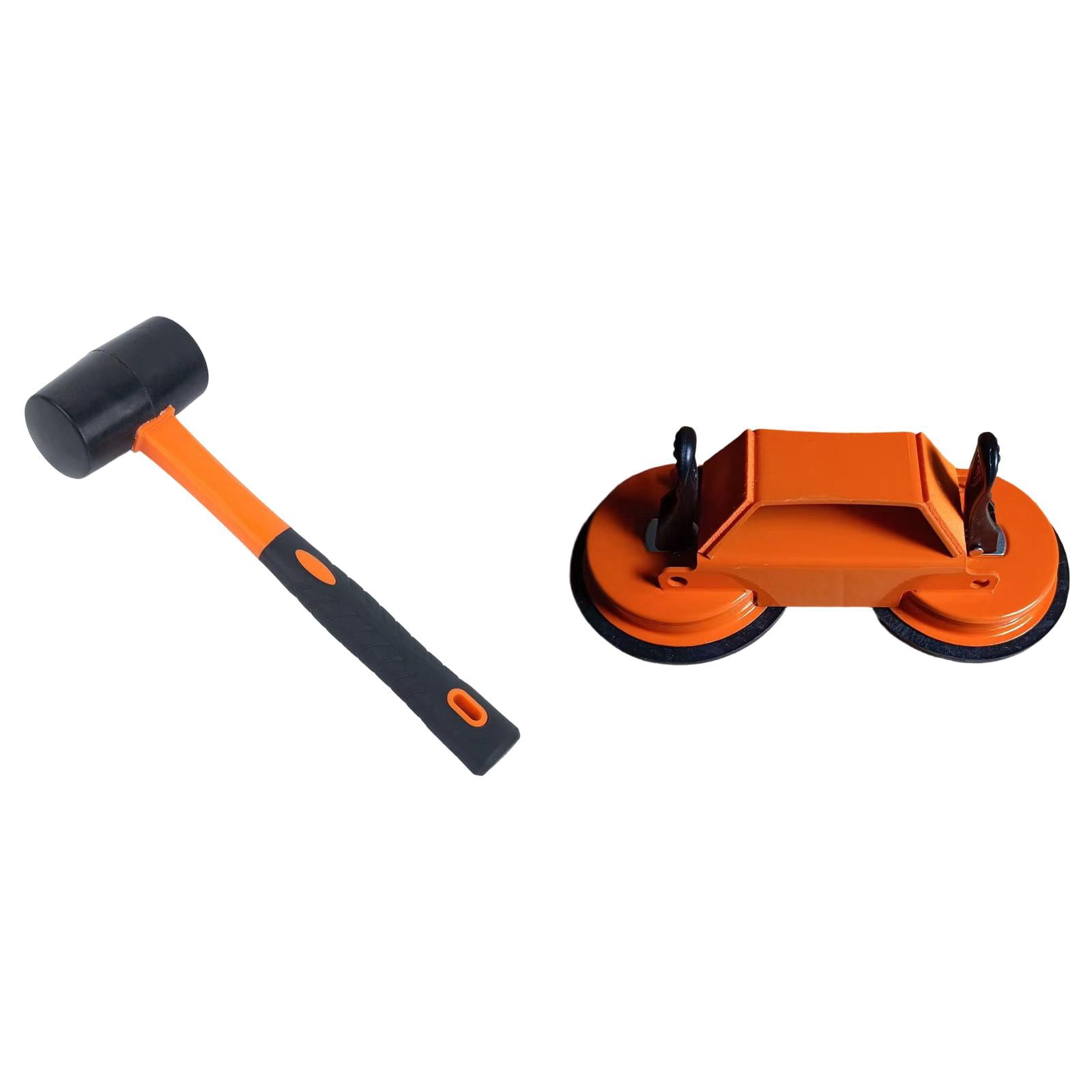Floor Gap Fixer Tool Heavy Duty Orange with Hammer, Flooring Suction Cup Tool for Gaps, Laminate Vinyl Hardwood Floor Gap Repair Tool Kit, Carbon Steel Floor Gap Tool