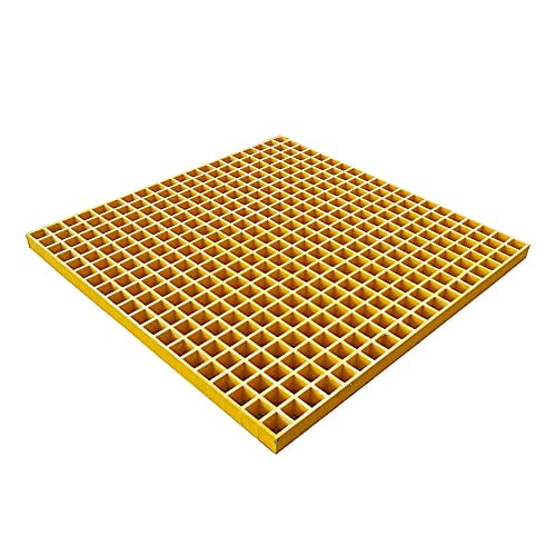 Floor Grating Fiberglass Car Wash Floor Tiles Grille FRP Grating Tree Grate Outdoor Flooring Tiles High Strength 1.5'' Thickness for Floors Outdoor Drain Cover 2.6ftx2.6ft Yellow 1 Piece$$Tools