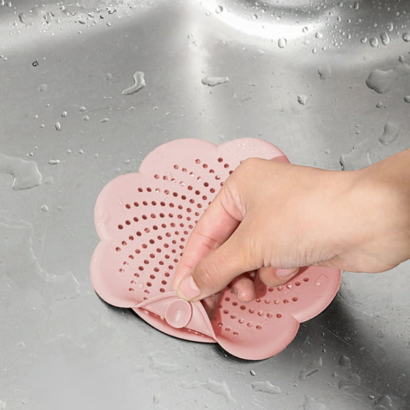 Floor Gutter Cover Drain Filter Mat | Soft Silicone | Modern Design | Strong Suction Prevents Blockage | Fine Mesh Hair Catcher | 5.71 in Diameter | White Gray Blue Pink