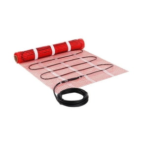 Floor Heating Mat 10 Sq Ft, Electric In-Floor Radiant Heat System with Thermostat & Sensor, Easy Install Underfloor Warming for Tile, Stone, Laminate