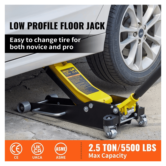 Floor Jack 2.5 Ton Low Profile Aluminum Steel Racing Jack - Dual Piston Quick Lift 3-3/4"-18-7/10" Range