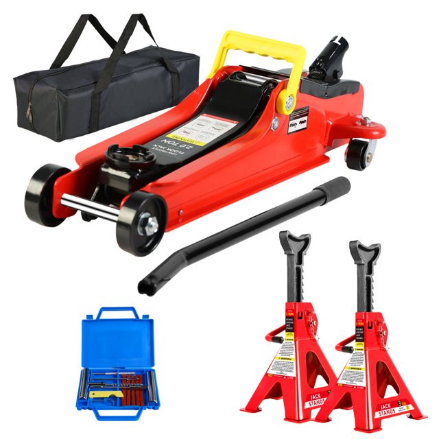 Floor Jack, 2 Ton Low Profile Floor Jack, 3t jack stand Tire Repair Kit