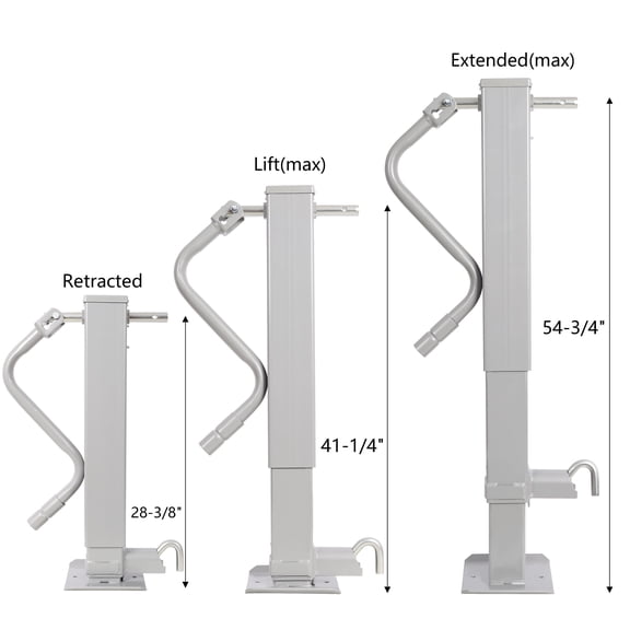 Floor Jack, Weld On Trailer Jack, 12,000 lbs. Capacity, Sidewind Crank, No Mount Square Jack Tube,26 Inch Travel, Heavy-Duty Square Tube, GRAY Color, Gray Car Jack,Steel Scissor Jack