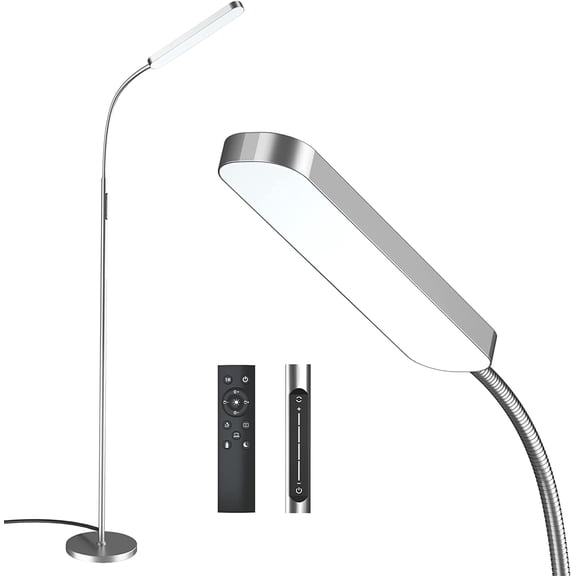 Floor Lamp, 15w/1000lm Bright LED Floor Lamp with Stepless Adjustable 3000K-6000K Colors and Dimmer, Remote and Touch Control Reading Lamp, Adjustable Gooseneck Floor Lamp for Living Room