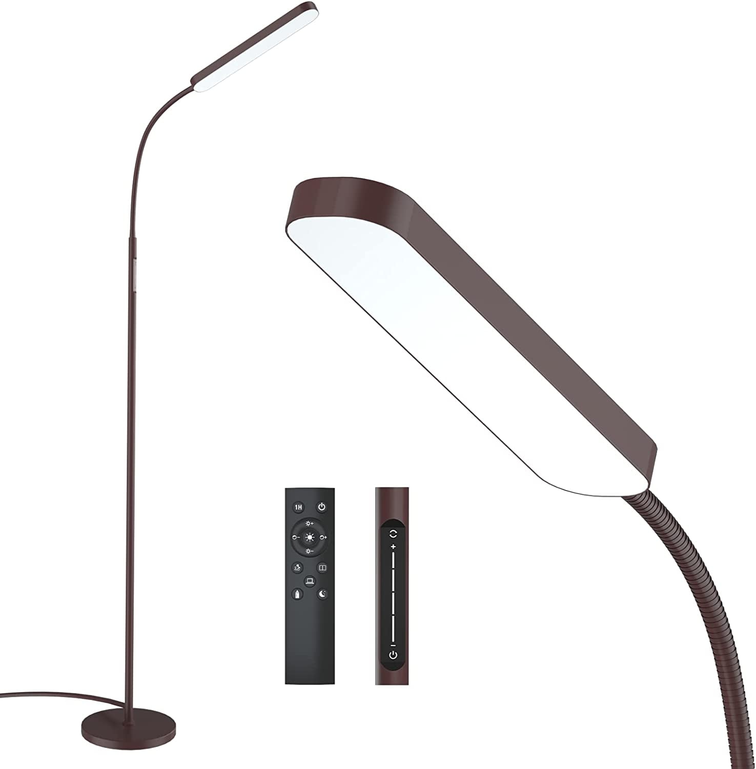 Floor Lamp, 15w/1000lm Bright LED Floor Lamp with Stepless Adjustable 3000K-6000K Colors and Dimmer, Remote and Touch Control Reading Lamp, Adjustable Gooseneck Floor Lamp for Living Room
