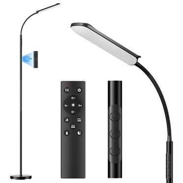 LED Floor Lamp for Living Room with Remote Touch Control, Stepless Adjustable Colour Temperature Brightness Standing Lamp with Timer, Eye Caring Floor Lamp for Living Room Bedroom Office