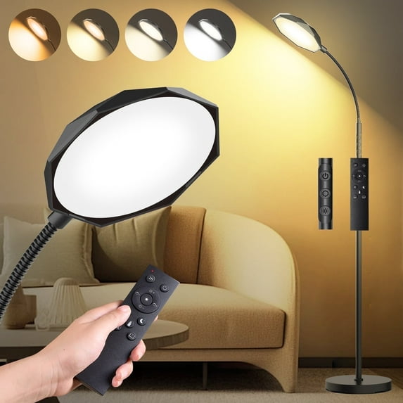 Floor Lamp, 18w 1800lm Super Bright Led Floor Lamps for Living Room,Stepless Dimmable Modern Floor Lamp 2700k-6500k, Reading Standing Tall Floor Lamps for Bedroom Office