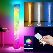Floor Lamp, 61'' Smart RGB LED Corner Lamp with Music Sync and 16 Million DIY Colors, 3 Color Temperature, APP & Remote Control, Color Changing Standing Floor Lamp for Bedroom Living Room
