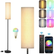 Floor Lamp, 67" Metal Modern Standing Lamp with Remote & Wifi APP Control, Stepless Dimmable Brightness/Color, Floor Lamp for Living Room, Bedroom, Study Room, Office Black or White Remote