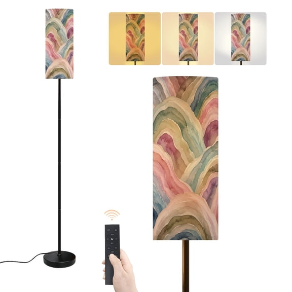 Floor Lamp Abstract Geode Like Watercolor Multicolor Earthy Tones Dimmable Modern Standing Lamp with Lampshade Remote Footswitch Tall Pole Corner Lamp for Living Room Bedroom Office