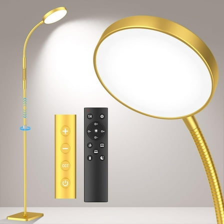 chalian Floor Lamp, Adjustable Height Floor Lamps for Living Room Bedroom, 120 LED Super Bright Standing Lamp Remote & Touch Control Dimmable Gooseneck Tall Stand Reading Lamp for Office Craft, Gold