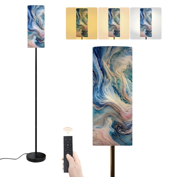 Floor Lamp Blue Acrylic Pour Color Liquid marble abstract surfaces Dimmable Modern Standing Lamp with Lampshade Remote Footswitch Tall Pole Corner Lamp for Living Room Bedroom Office