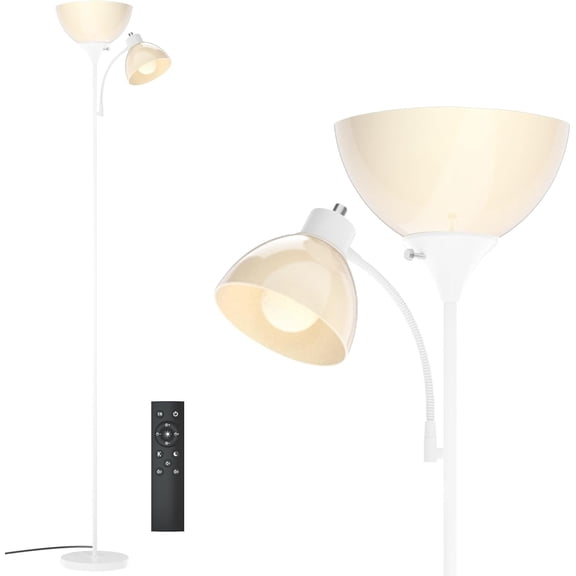 Floor Lamp,  Bright 11W+7W 2100LM Torchiere Floor Lamps for  Room, Stepless Adjustable 3000K-6000K Temperatures with Remote Control for  (White)