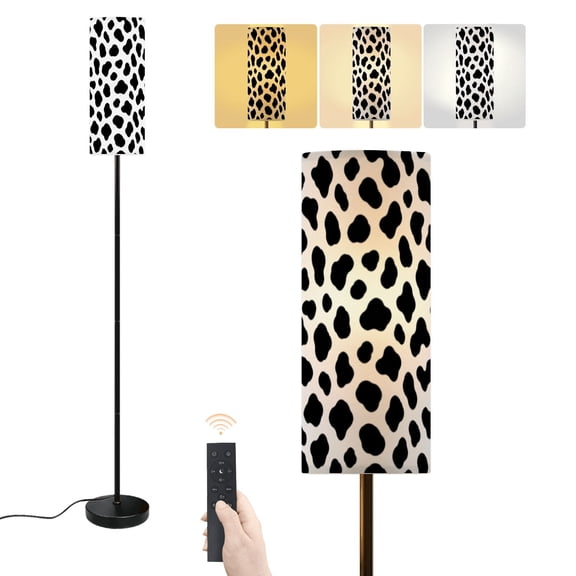 Floor Lamp Cheetah animal repeating seamless monochrome black white Fashion Dimmable Modern Standing Lamp with Lampshade Remote Footswitch Tall Pole Corner Lamp for Living Room Bedroom Office