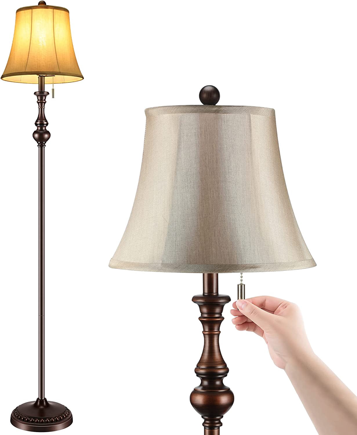Floor Lamp, Corner Standing Lamp, Vintage Pole Lamp with Light Golden ...