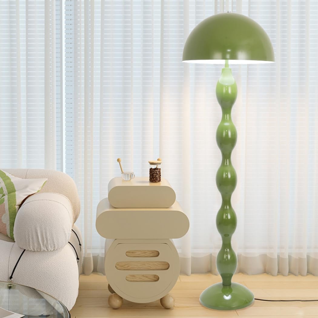 Unique Green Mushroom Floor Lamp With 45CM Wide Shade, Foot Switch, 3 Color Temps - Mid-Century Modern Standing Light For Living Room, Bedroom