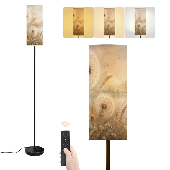 Floor Lamp Dandelion Heads Golden Meadow by Calm River Ethereal Sepia Botanical Dimmable Modern Standing Lamp with Lampshade Remote Footswitch Tall Pole Corner Lamp for Living Room Bedroom Office
