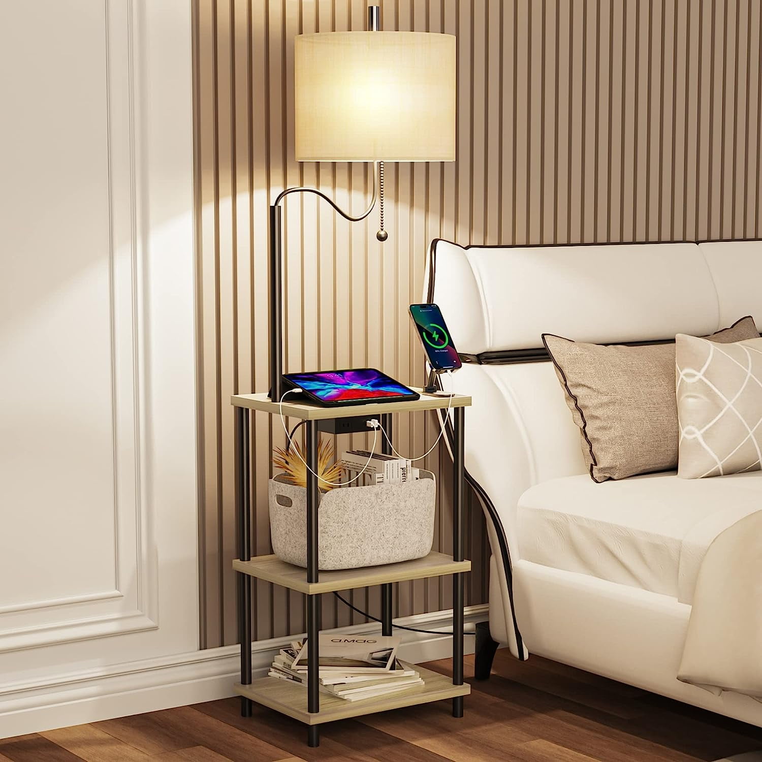 Small end table on sale with attached lamp