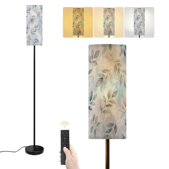 Floor Lamp Fashionable Chic Fall Winter Green Grey Forest Eucalyptus Leaf Dimmable Modern Standing Lamp with Lampshade Remote Footswitch Tall Pole Corner Lamp for Living Room Bedroom Office