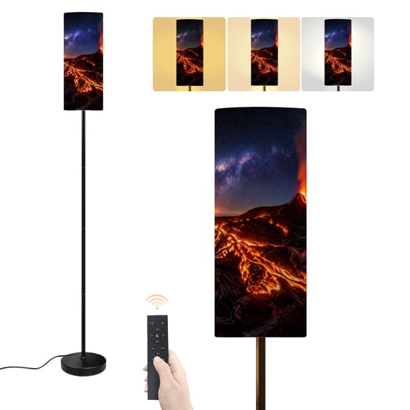 Floor Lamp First light Hawaii Volcanoes National Park Dimmable Modern Standing Lamp with Lampshade Remote Footswitch Tall Pole Corner Lamp for Living Room Bedroom Office
