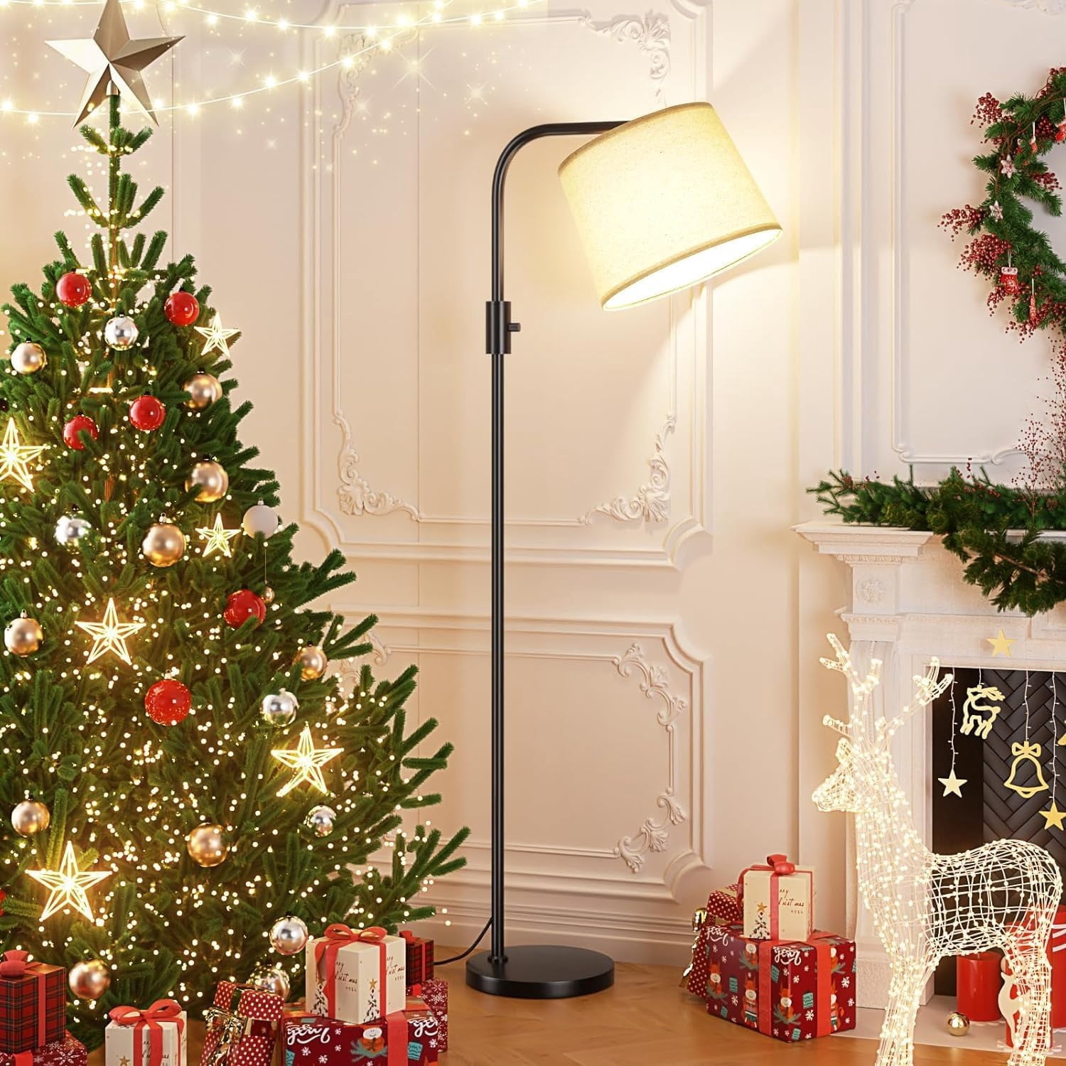 Floor Lamp - Floor Lamps with 9W 𝐋𝐄𝐃 Bulb, Standing Lamps for Living Room with Adjust Head, Modern Standing Tall Light Rotary Switch for Office