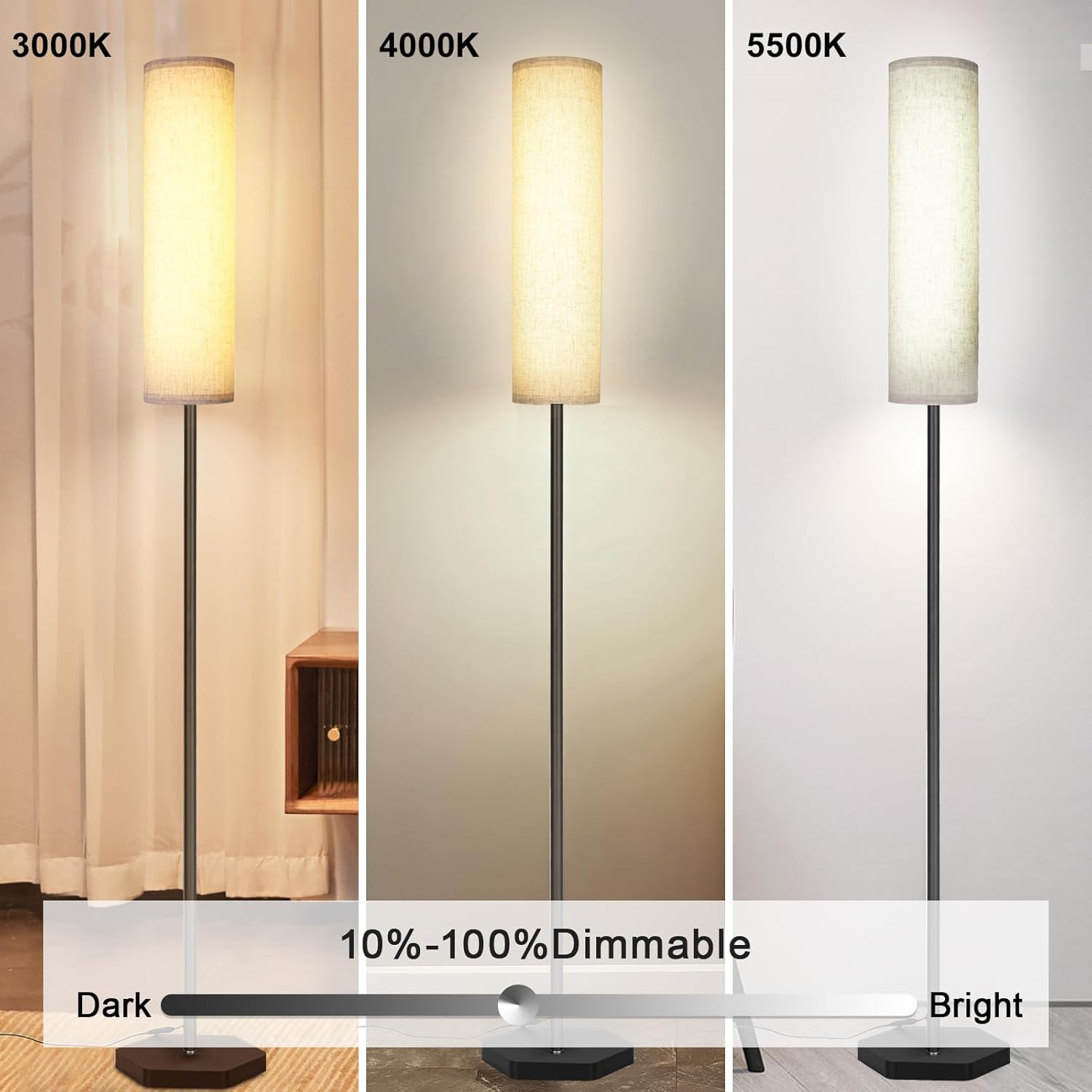 Floor Lamp For Living Room,Modern Standing Lamps With Lamp Shade,Pole